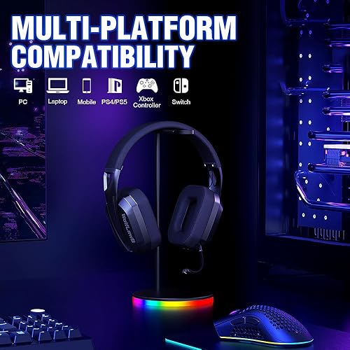 Miniatura 6 de TA3000 - Auriculares inalámbricos para juegos para PC, PS5, PS4, Switch, Mac, Bluetooth USB con micrófonos desmontables e integrados, aislamiento de