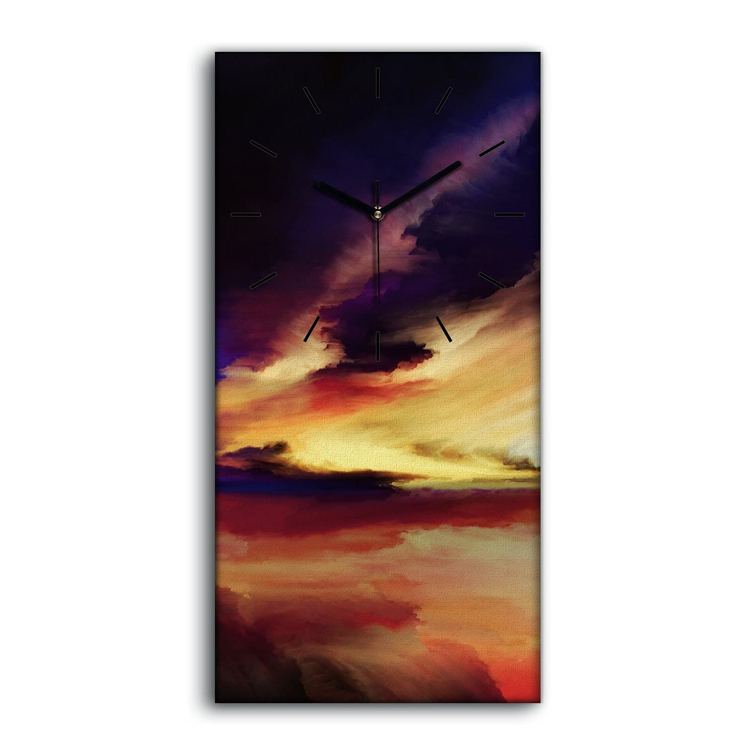 Horloge sur toile silencieuse pour salon et chambre paysage abstrait