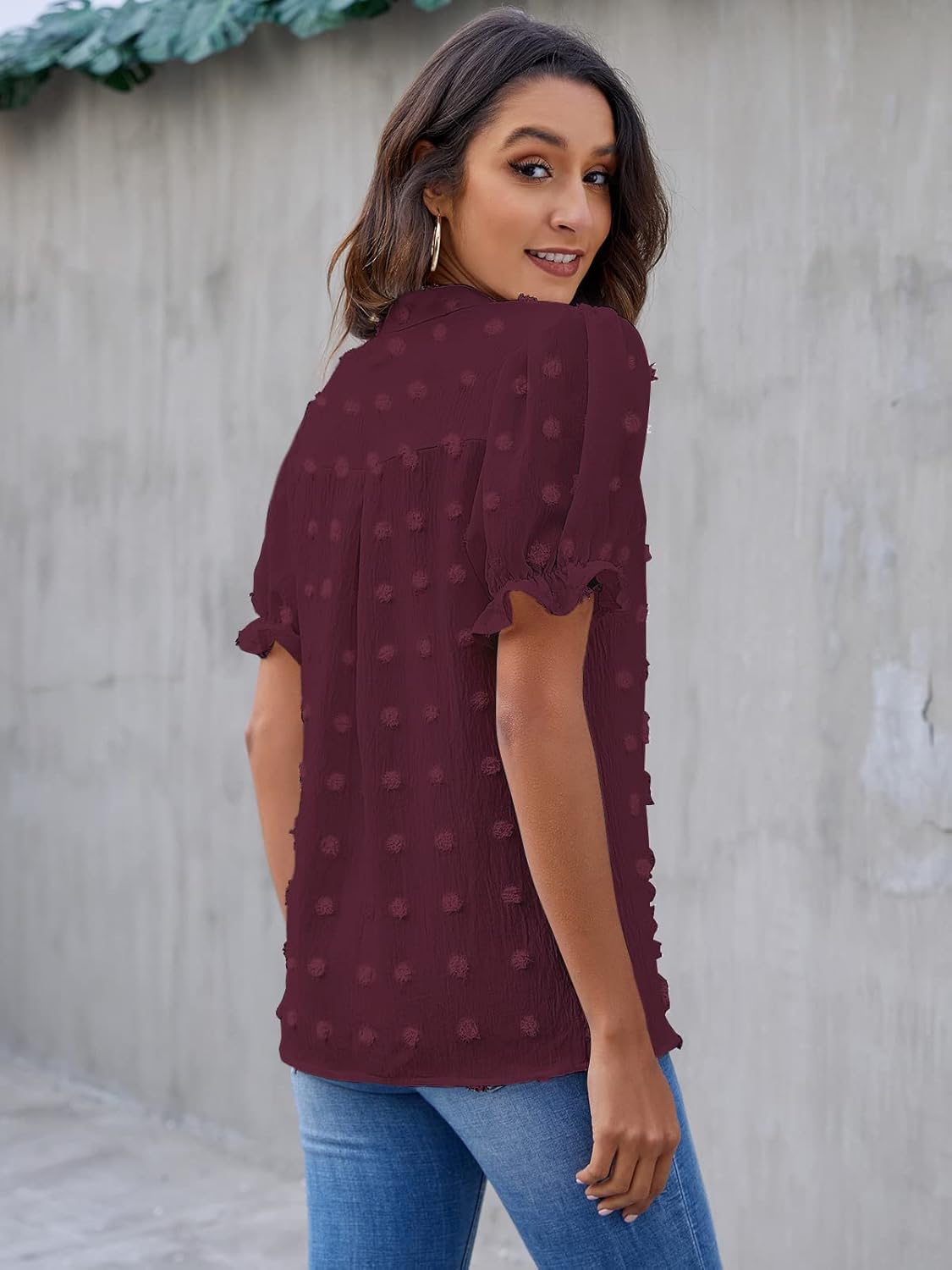 Blooming Jelly Women's Puff Sleeve Casual Tops Fashion White Polka Dot Blouses Dressy Ladies Summer Tops - Image 3