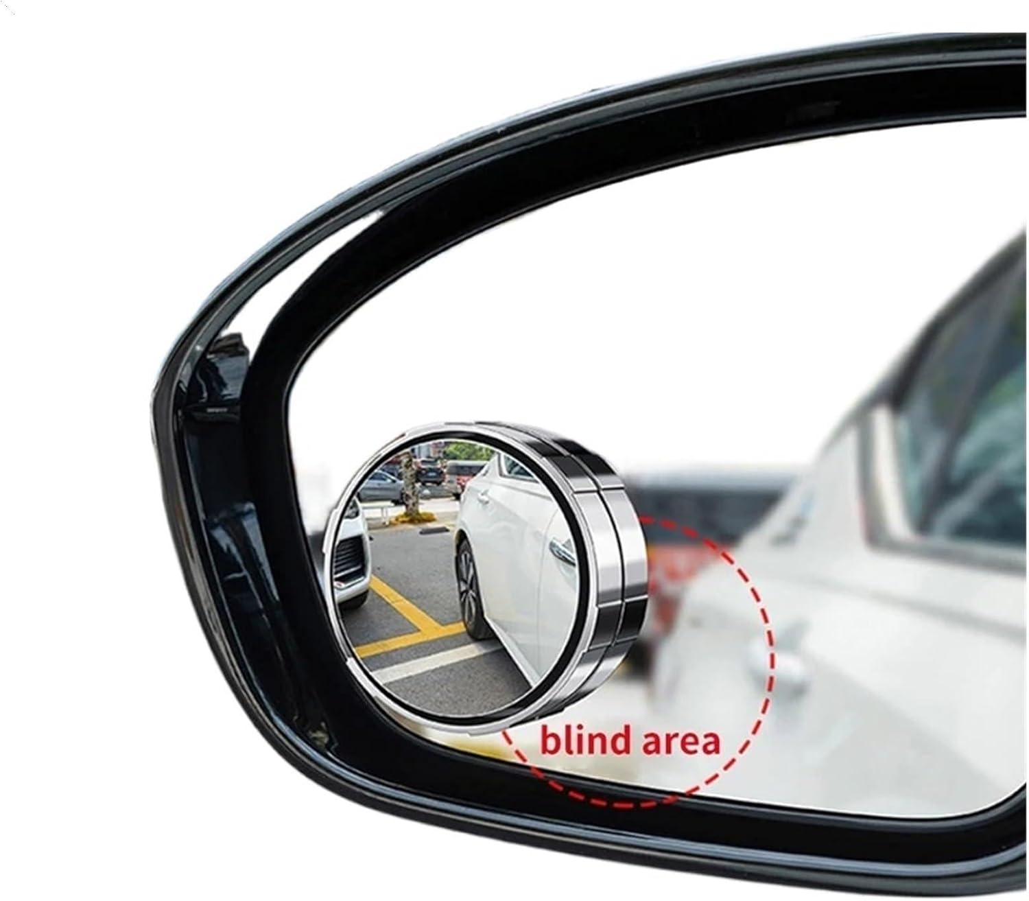 Car reversing rearview mirror suction cup type small circular mirror with adjustable degree large field of view Blind(Silver 1 pair)