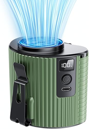 Miniatura 9 de Ventilador portátil, ventilador de cintura recargable, mini ventilador de cinturón de flujo de aire fuerte de 11000 RPM, 5 velocidades, ventiladores