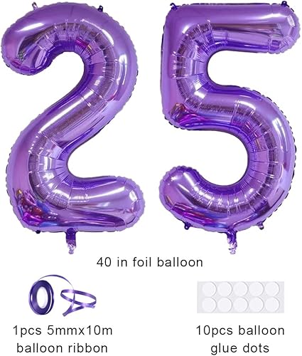 Miniatura 2 de Globos digitales del número 25 de 40 pulgadas, globos del alfabeto, globos de cumpleaños del número 25, globos de helio, globos grandes para