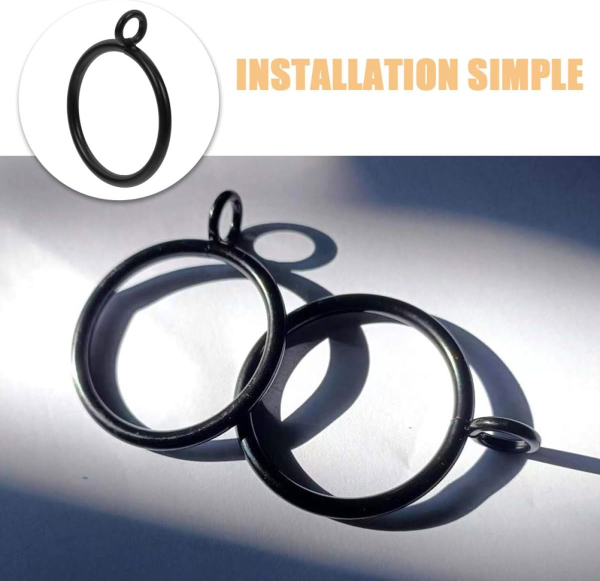 10 Pack Metal Curtain Rings with Eyelets for Drapes and Shades