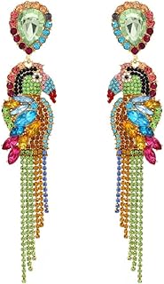 Parrot Earrings for Women, Cute Bird Parrot Tassel Earrings for Girls, Beaded Parrot Dangle Earrings Hypoallergenic, Tropical Parrot Animal Bohemian Drop Earrings, Parrot Teardrop Earrings Studs, Parrot Birds Jewelry Gifts Funny Earrings