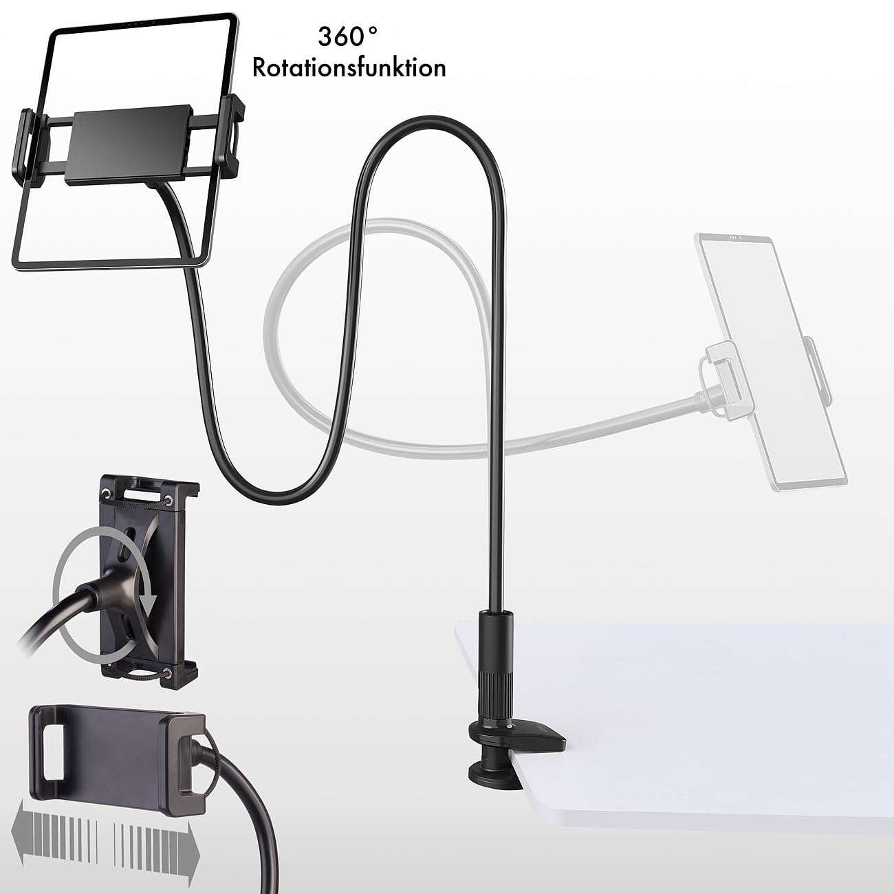 Callstel Set de 2. Soportes con Brazo Flexible para tabletas y Smartphones.