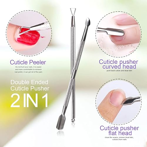 Miniatura 4 de Teenitor Kit de removedor de esmalte de uñas de gel, clips de uñas, almohadillas removedoras, pelador de cutículas, lima de uñas, pulidor, cepillos