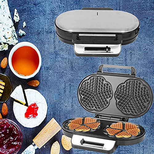 Eastdall Máquina De Waffle,Ferro waffle 1200 W para waffles de coração duplo, ferro waffle de coraçã