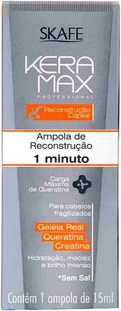 Skafe Keramax Reconstruction Ampoule 1 Minutes with Royal Jelly + Keratin + Creatine 0.53 Oz