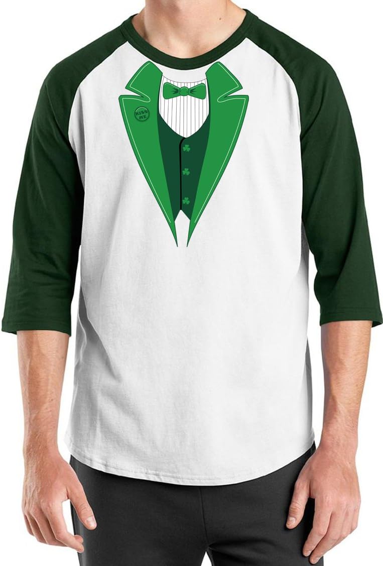 Buy Cool Shirts Mens St Patricks Day Irish Tuxedo Raglan Shirt