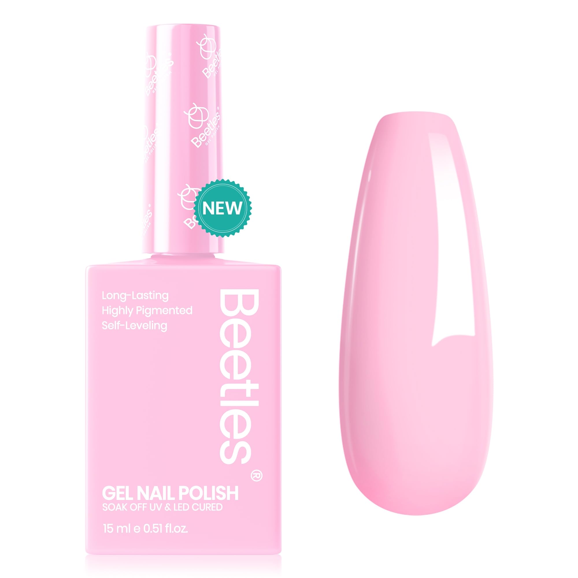 Beetles Pink Gel Polish - Rosy Glow 15ML 0 51Fl Oz Pastel Light Pink Gel Nail Polish Soak