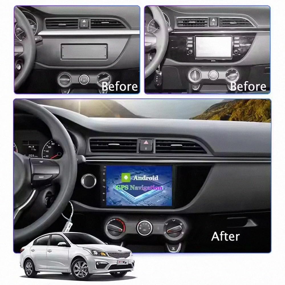 Radio Macchina Touch Screen per Kia Rio K2 2016-2018 Wireless Carplay Android Auto Stereo Auto Bluetooth Ips con Pantalla Táctil con Gps, 4 Nucleo 4G+64G