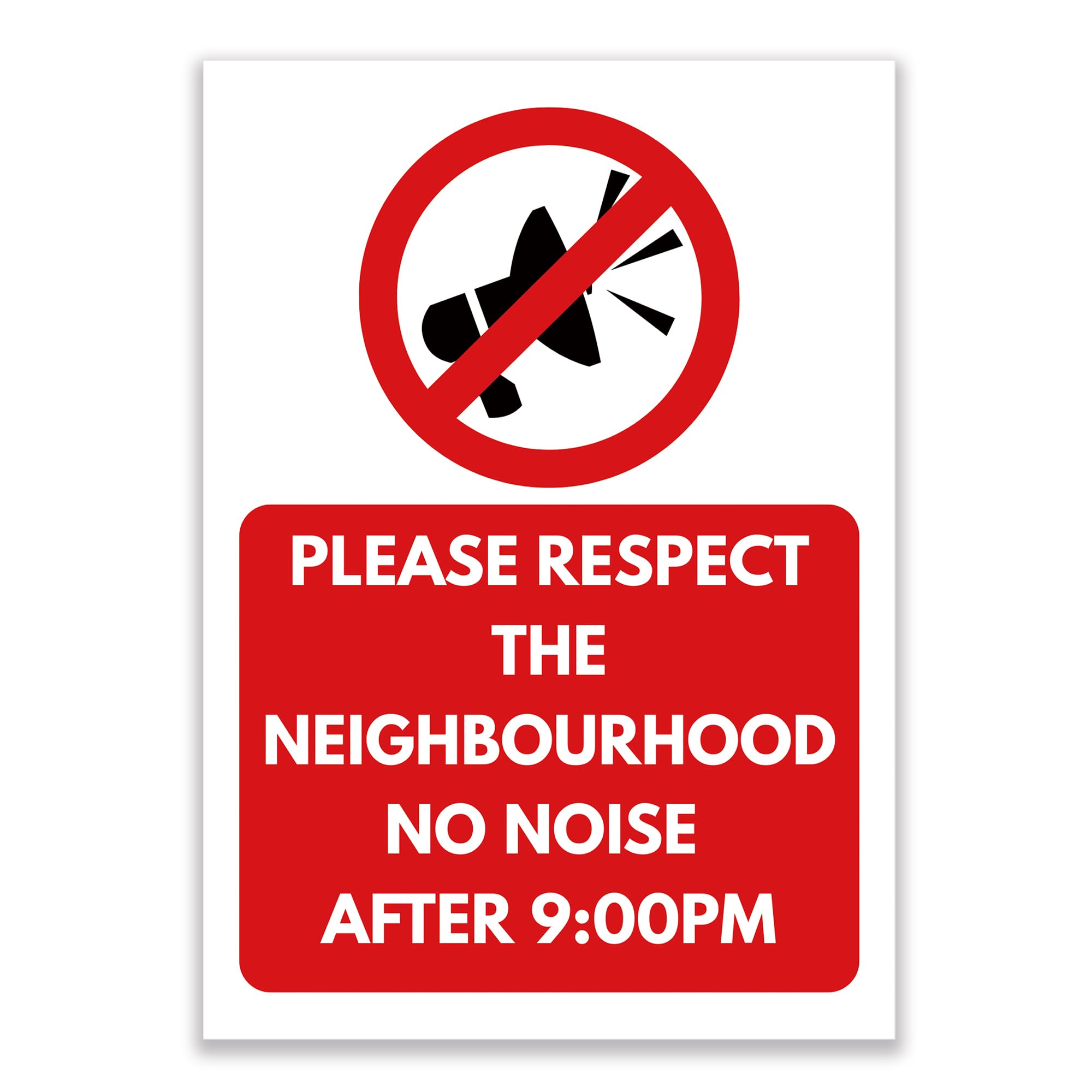LP Lifestyle No Noise After 9PM Sign – Durable Waterproof Weatherproof Rust-Free PVC Sign, Please Respect the Neighbourhood Quiet Hours Sign No.451 (A4 (210mm x 297mm) – No Holes)