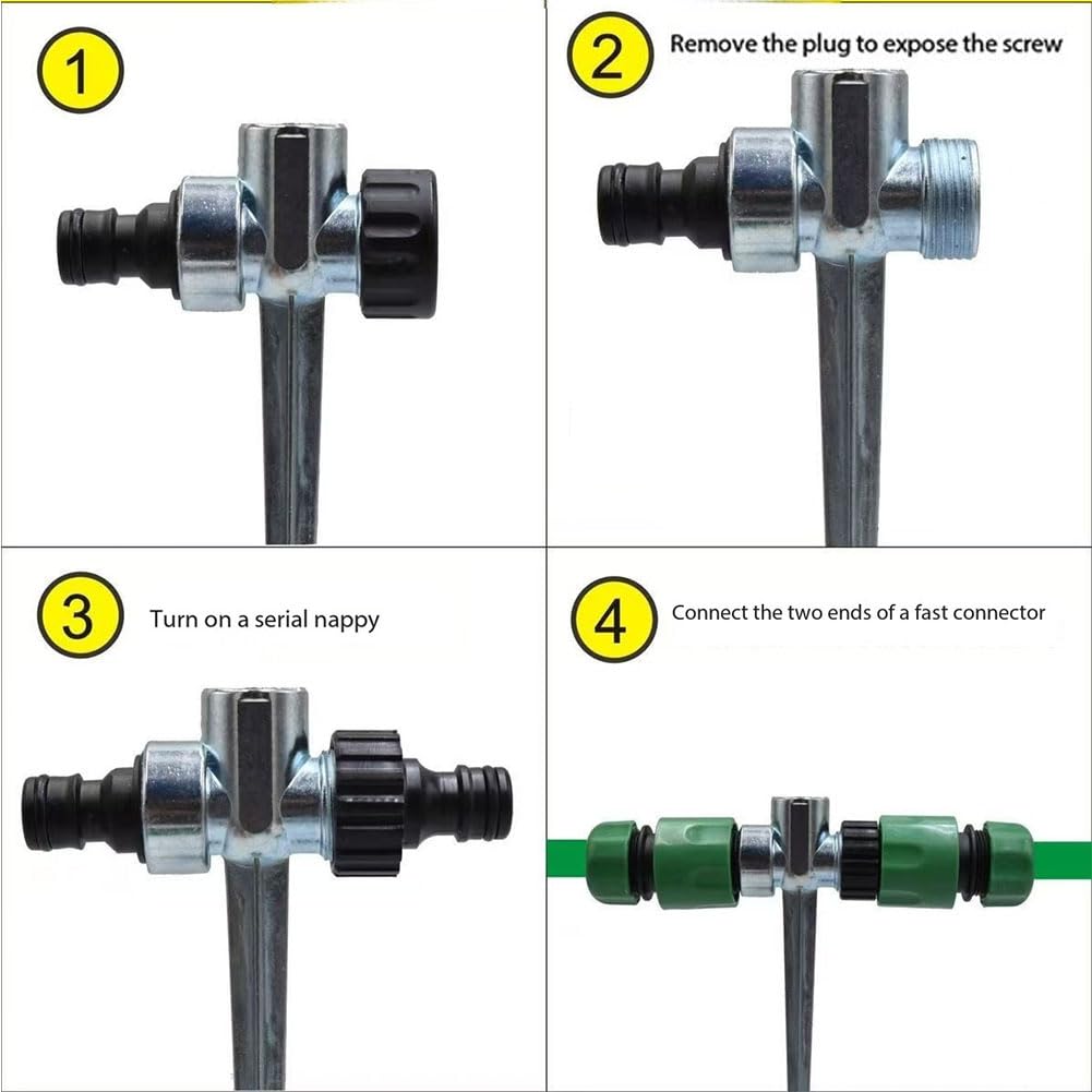 Cabeza de rociador de plástico y aleación Ajustable 0-360 Grados Riegador de riego para Suministros de riego Legal de jardín 1/2" Alloy Ground Insert All Metal 5 Piezas