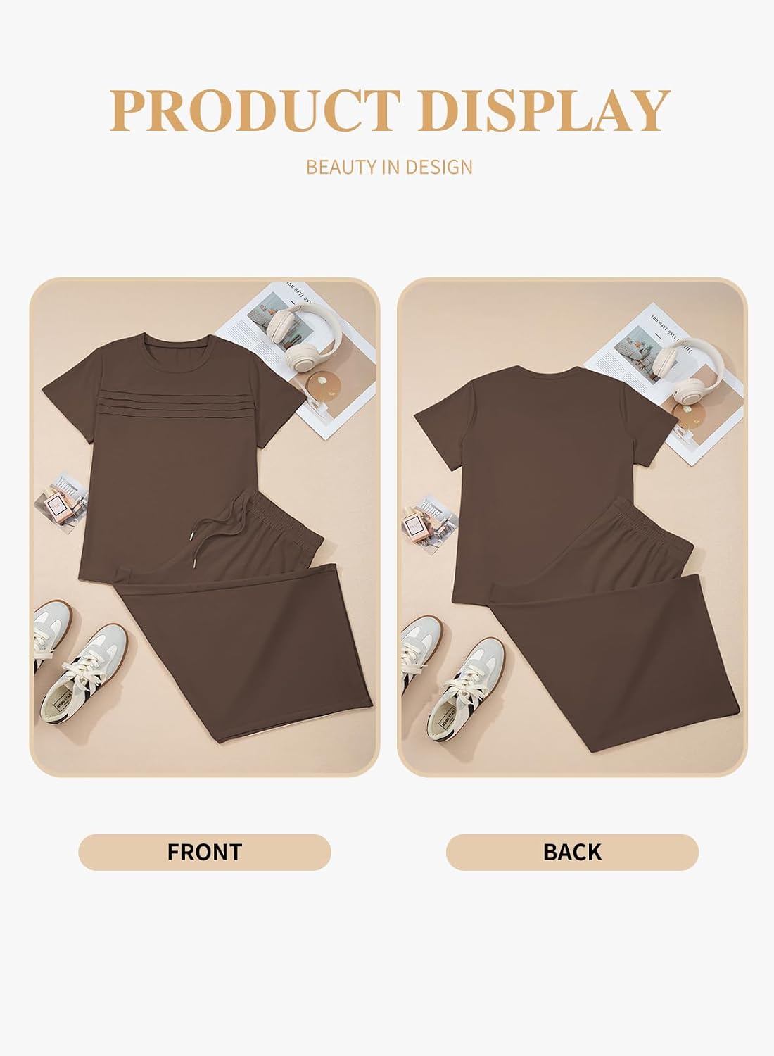 Eytino Plus Size Two Piece Sets for Women Casual Summer Outfits Short Sleeve Tops Wide Leg Pants Lounge Sweatsuits(1X-5X)