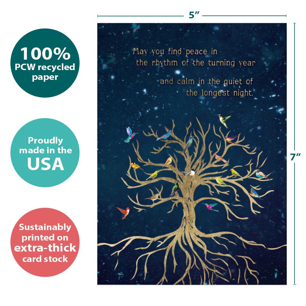 Tree-Free Winter Solstice Greeting Card - Owl Design With Matching Envelope