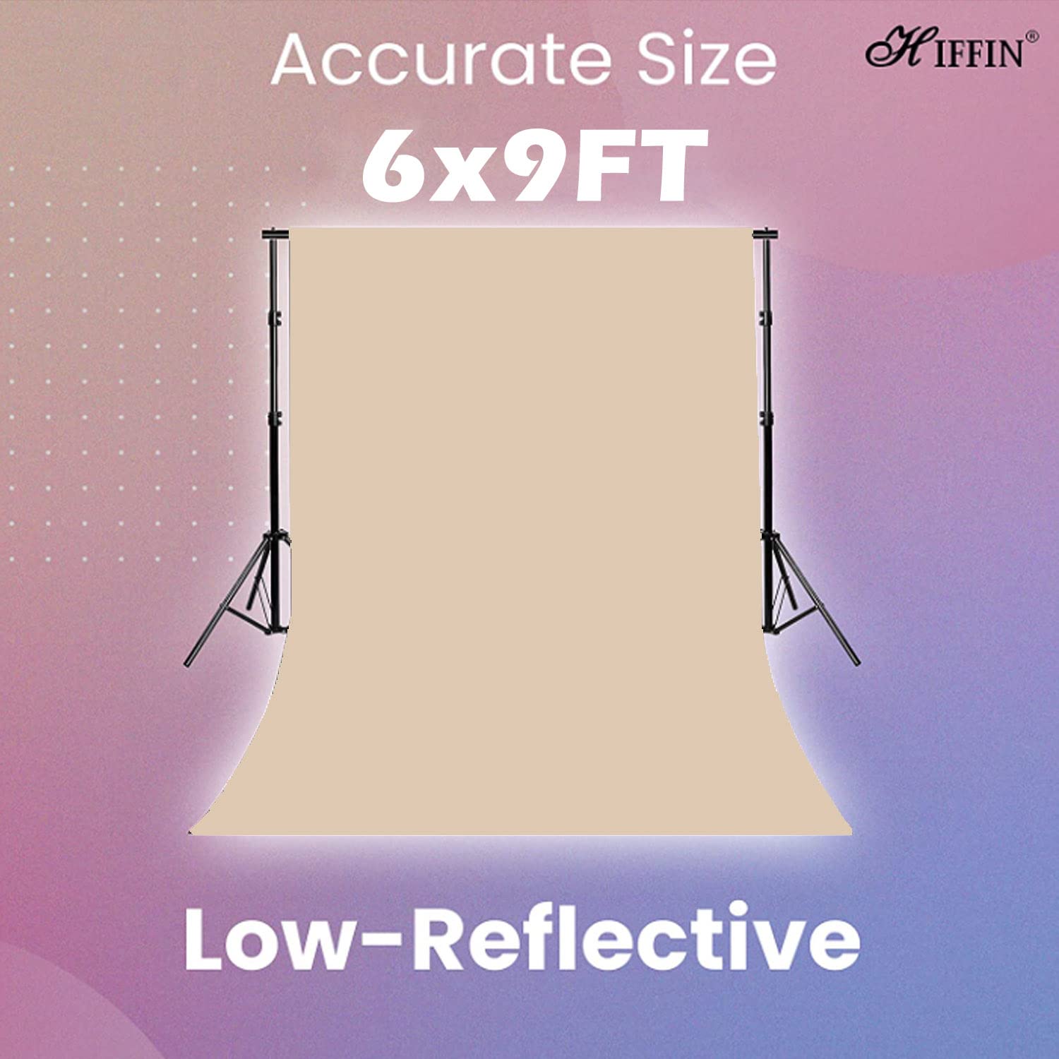 HIFFIN Solid Beige 6X9FT Professional Backdrop for Background Photography Background Stand for Photo Light Studio Accurate Size 6x9ft 4