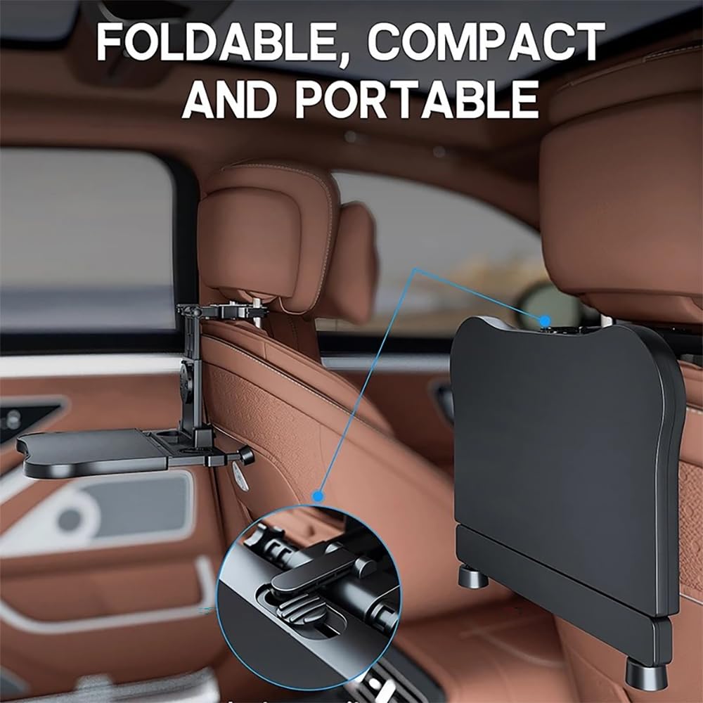 NEWFUN Auto Tisch für Rücksitz Beifahrer, Schreibtisch mit Getränkehalter und Handyhalter, Laptop Schreibtisch für Autofahrten