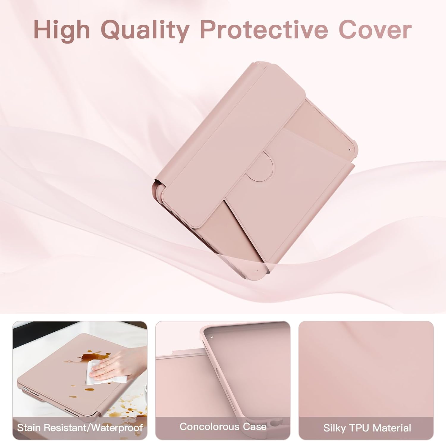 for iPad 11th(A16, 2025)/10th Generation Case with Keyboard, 360° Rotatable Case & Detachable Backlit Keyboard, Precision Cutouts and Pen Holder for iPad A16 11''/10th 10.9'', Light Pink - Image 5