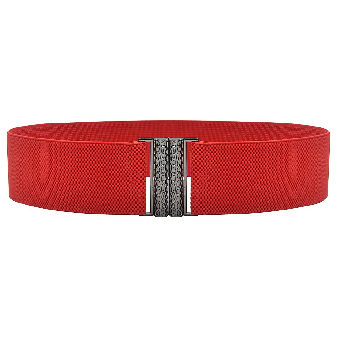 JAMAKALA Wide Stretchy Belts for Women, Vintage Elastic Waist Belts, Adjustable Cinch Belt with Buckle, Trimmer Stretch Waistband, Fashion Ladies Belt for Dresses (Red)