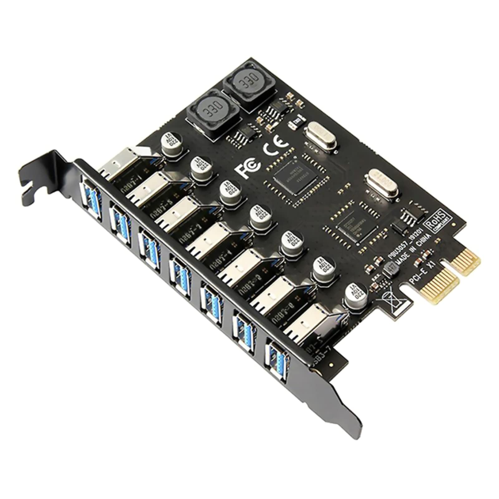 Chougnar USB 3.0 PCI express adapter PCI e to 7 ports USB 3 expansion adapter Card USB3 PCIe PCI-e x1 controller converter for Desktop