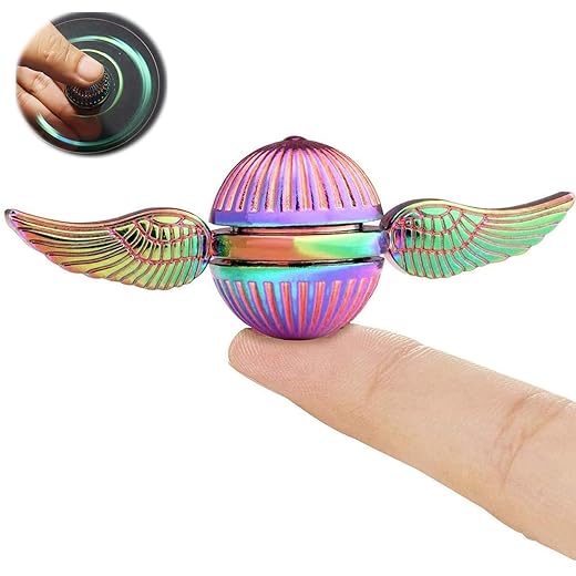 Rainbow Sphere Fidget Spinner Toys for Kids 4-12, EDC Improve Focus Colorful Spinning Toys with Wings Christmas Birthday Gifts for Boys 4 5 6 7 8 Years Old, Stress Relief Anti-Anxiety Metal Novelty