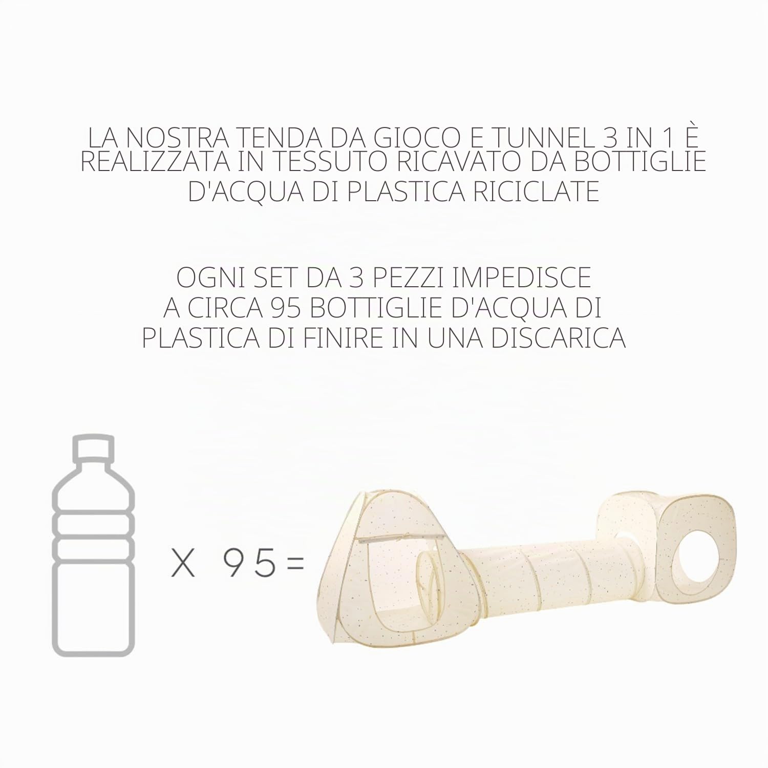 3 Sprouts Tenda Tunnel Gioco Bambini, Quadretti Beige | set tenda e tunnel gioco; pieghevole; per gioco interno, movimento e cameretta; si ripone piatto dopo il gioco; uso interno