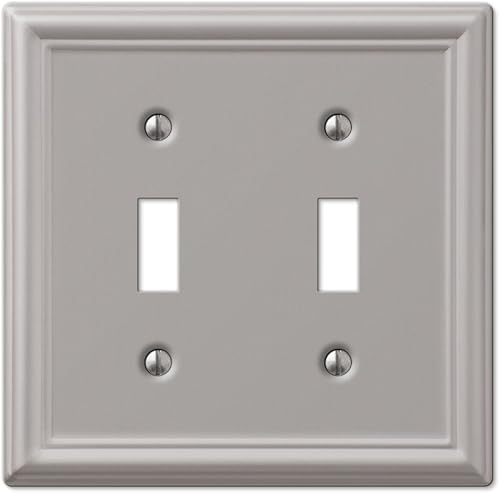 Miniatura 14 de Amerelle 149RBN 1 placa de pared con interruptor, 1 salida dúplex, níquel cepillado (Paquete de 2) Bronce Envejecido,cepillado níquel