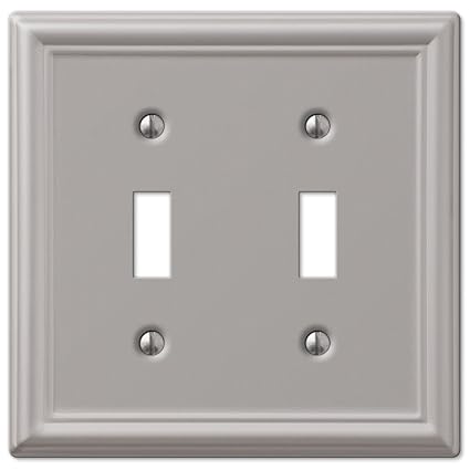 Double Toggle : AmerTac 149TTBN Chelsea Steel Double Toggle Wallplate, Brushed Nickel