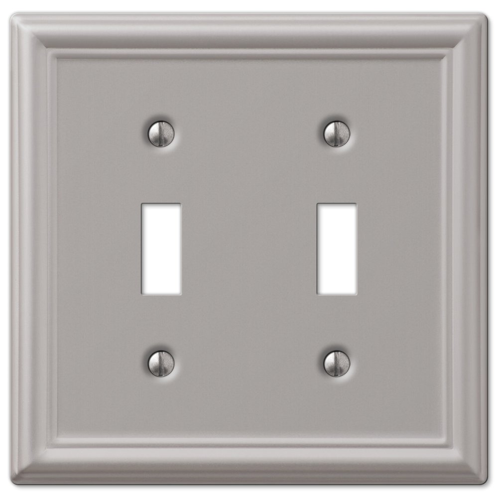 AmerTac 149TTBN Chelsea Steel Double Toggle Wallplate, Brushed Nickel Wall Plate