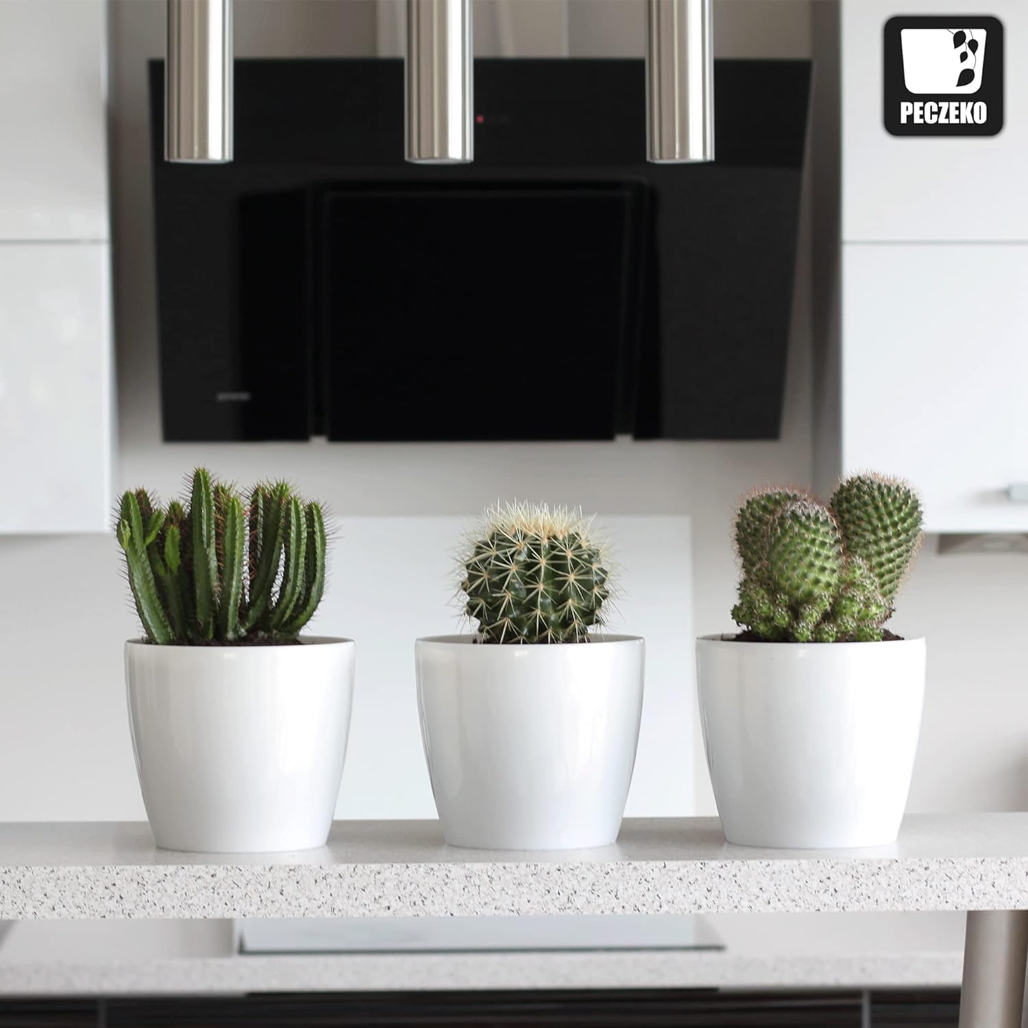 Pots de fleurs brillants - Pots de décoration pour fleurs et herbes - Pots de plantes ronds en plastique durables et légers pour salon et salle à manger, cuisine, terrasse, balcon - Lot de 2