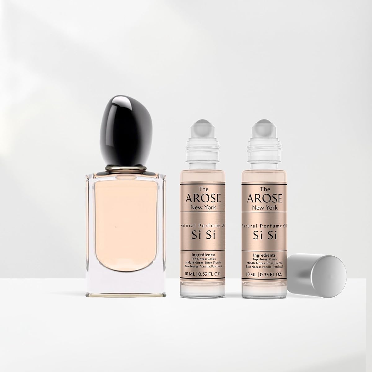 Aceite de perfume Si Si para mujer, inspirado en Armani Si, Woody Vanilla, 10 ml x2 | Por The Arose Nueva York. Juego de dos. Aroma duradero de grosella negra, rosa y pachulí cálido para mujer.