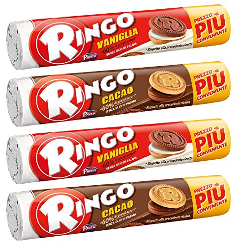 Pavesi Ringo Sandwich Cookies Filled with Chocolate Cream and with Vanilla Cream - 5.82 Ounces...