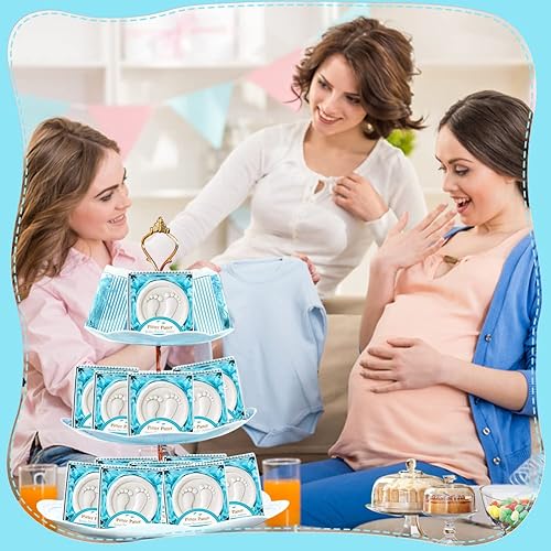 Miniatura 5 de AIXIANG Paquete de 24 jabones para baby shower, hechos a mano, patte azul en caja, para pies de bebé, recuerdos de jabón perfumado para baby shower