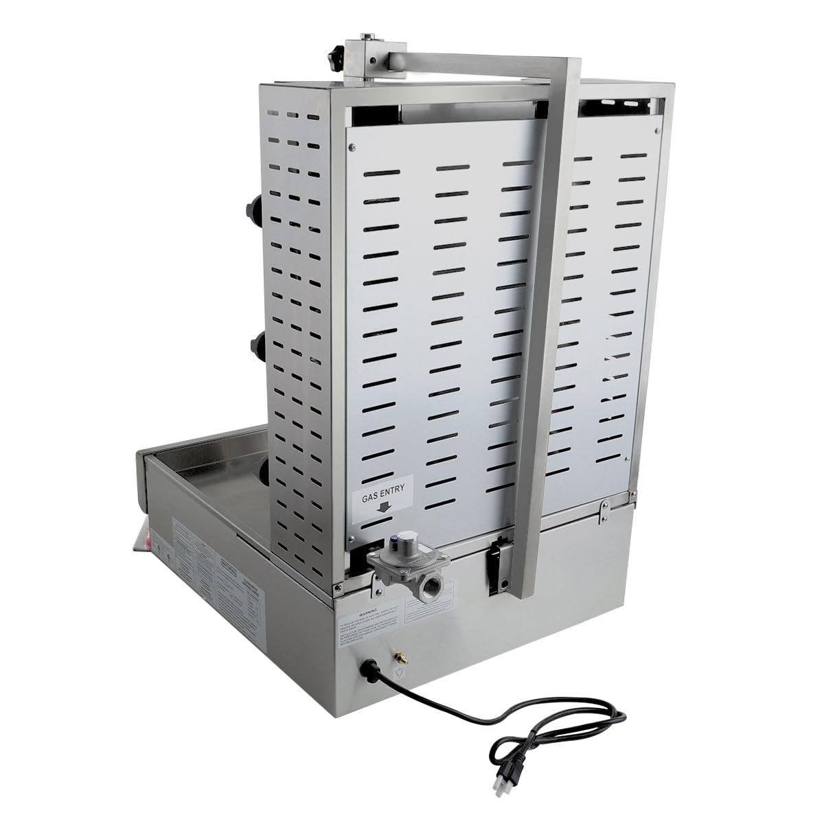 EMPURA 21" Heavy-Duty Vertical Broiler Gas | Commercial Gyro Rotisserie Griller with U-Shape Burner for Concession Stand | 65 lb Capacity, 9500 BTU, 21"W x 23"D x 30"H, Stainless Steel, NSF, 120v