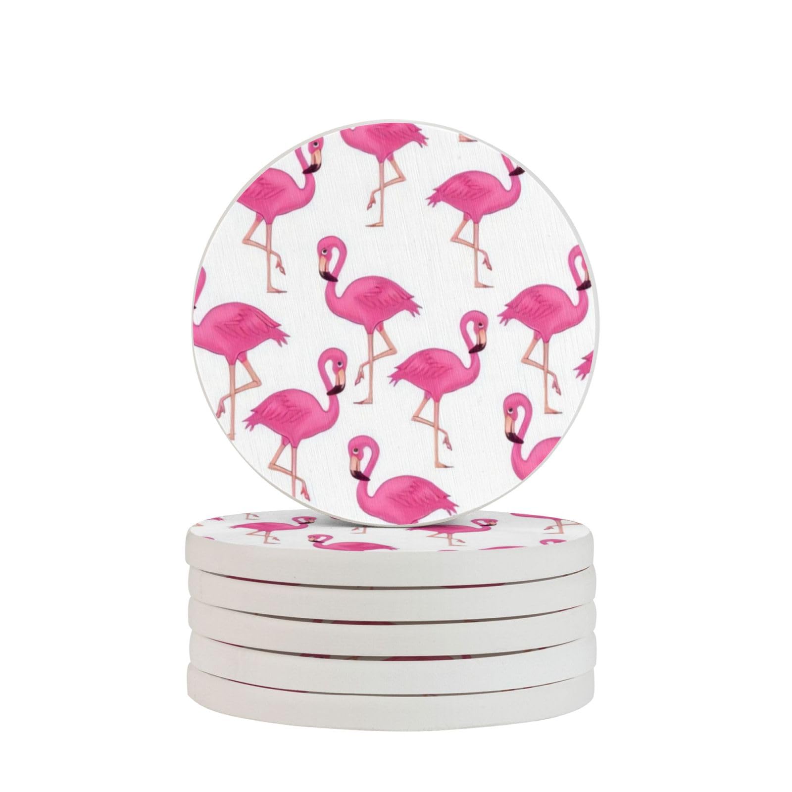 Sous-verres ronds en diatomite flamant rose pour apéritifs d'été