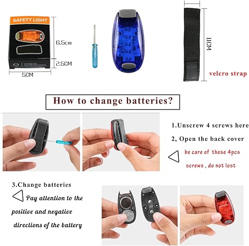 Miniatura 7 de Luz trasera de bicicleta LED de seguridad (paquete de 4) Luz trasera de bicicleta LED  Luces estroboscópicas con clip para corredores, perros,