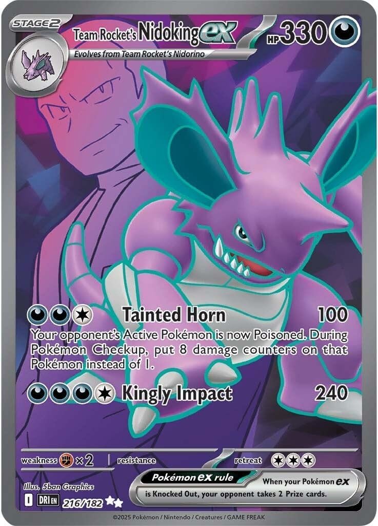 Pokemon - Team Rocket’s Nidoking ex 216/182 – Destined Rivals – Full Art – Ultra Rare – Foil Pokemon Card