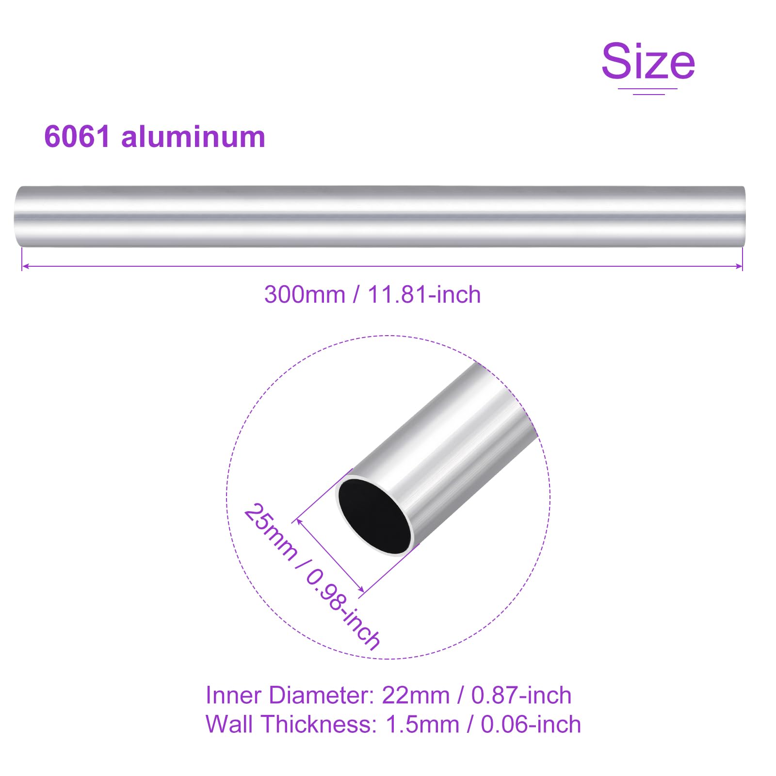 DMiotech (50mm OD x 45mm ID) 6061 Aluminium Ronde Buis 200Mm Lengte Industrie Metalen Buizenstelsel Voor Machines Frame Bouw DIY Projecten