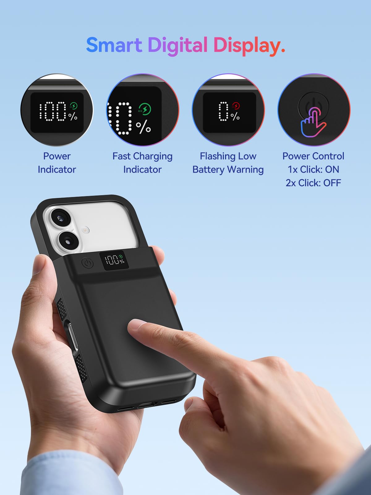GagaKing Custodia con batteria per iPhone 17 Pro/ 17, 9300mAh 20W Ricaricabile batteria, caricatore portatile per iPhone 17 Pro/ 17(6,3"), Nero
