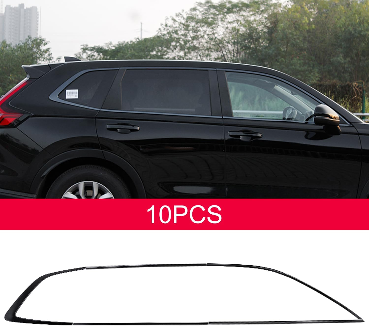 HIGH FLYING 2023-2025 for Honda CRV CR-V Car Exterior Accessories Window Sill 10PCS Molding Frame Cover Trim Overlay ABS Gloss Black