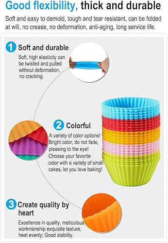 Miniatura 9 de AKOAK Tazas antiadherentes de silicona reutilizables para hornear, moldes para pasteles, accesorios de cocina para hornear, herramientas para hacer