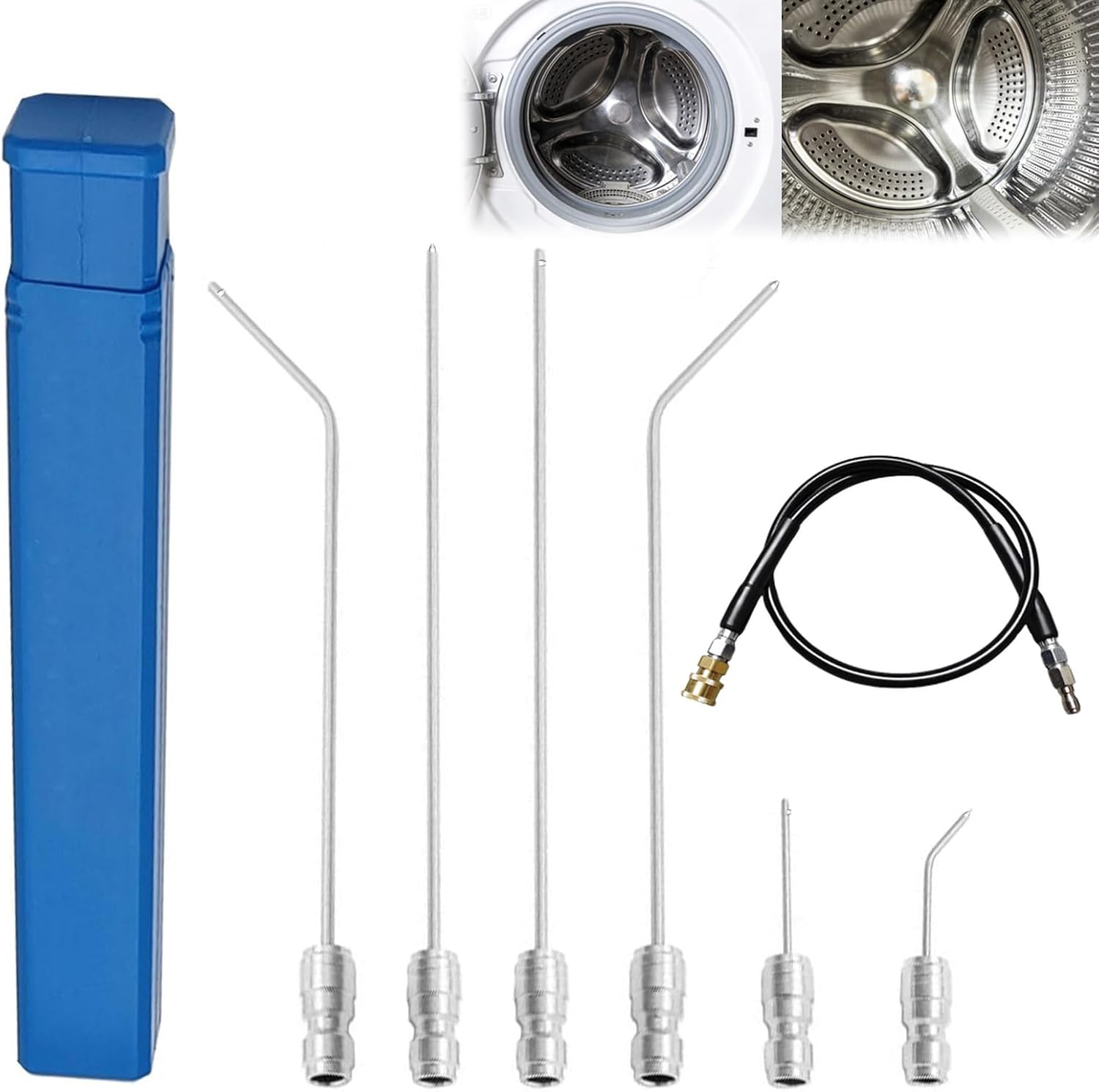 4/6 Pack High Pressure Washer Nozzle Kit for Washing Machine & Ac Cleaning, High-Pressure Washer Extension Rod Nozzle Cleaning Kit, Quick-Connect High Pressure Washer Spray Nozzle Kit (6-Piece Set)