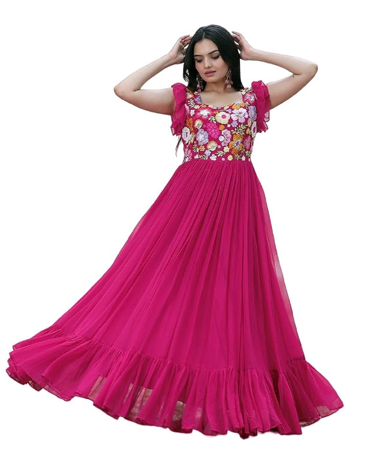 lazzly Womens Faux Georgette Sequence Embroidered Ankle Length Anarkali Gown-picture-33