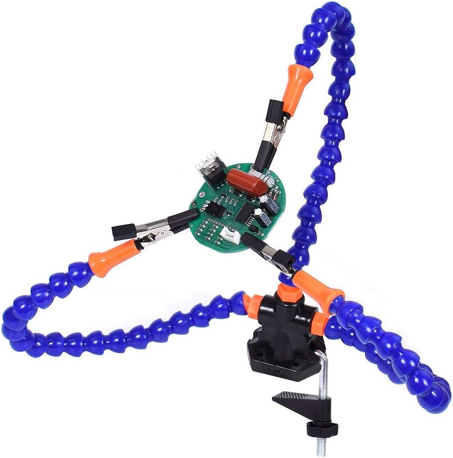 Table Clamp Soldering Helping Hands with 3 Flexible Arms Workshop Helping Station PCB Holder Tabletop Clamp Vise