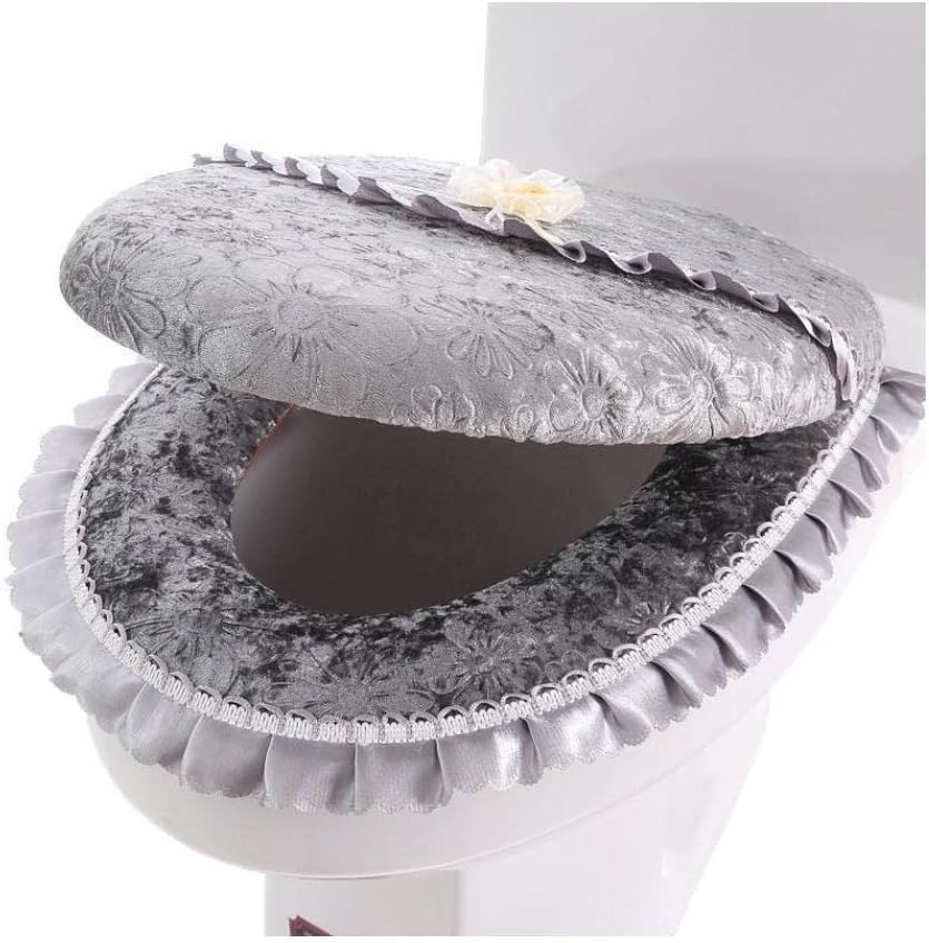 Toilet seat Covers，Toilet seat Cover pad，Thicken Toilet Seat Cushion Zipper Design Waterproof Toilet Mat Solid Color Bathroom Protector