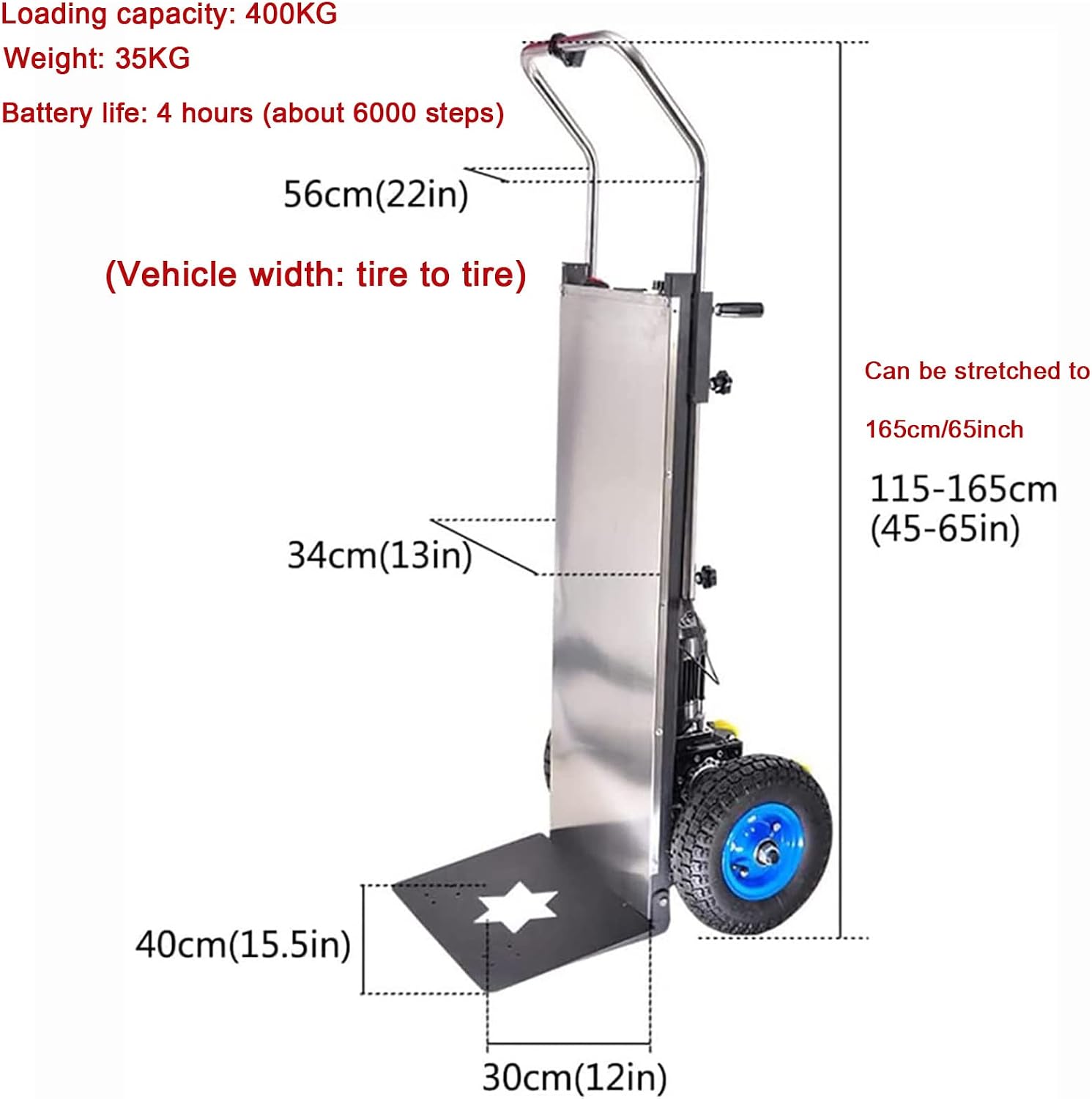 1500W Electric Trolley Stair Climbing Machine, Folding Trolley, 400kg Load Effortless Stair Climbing Trolley, with Removable 48 V/36 Ah Battery, Brushless Motor, Go Up and Down Stairs