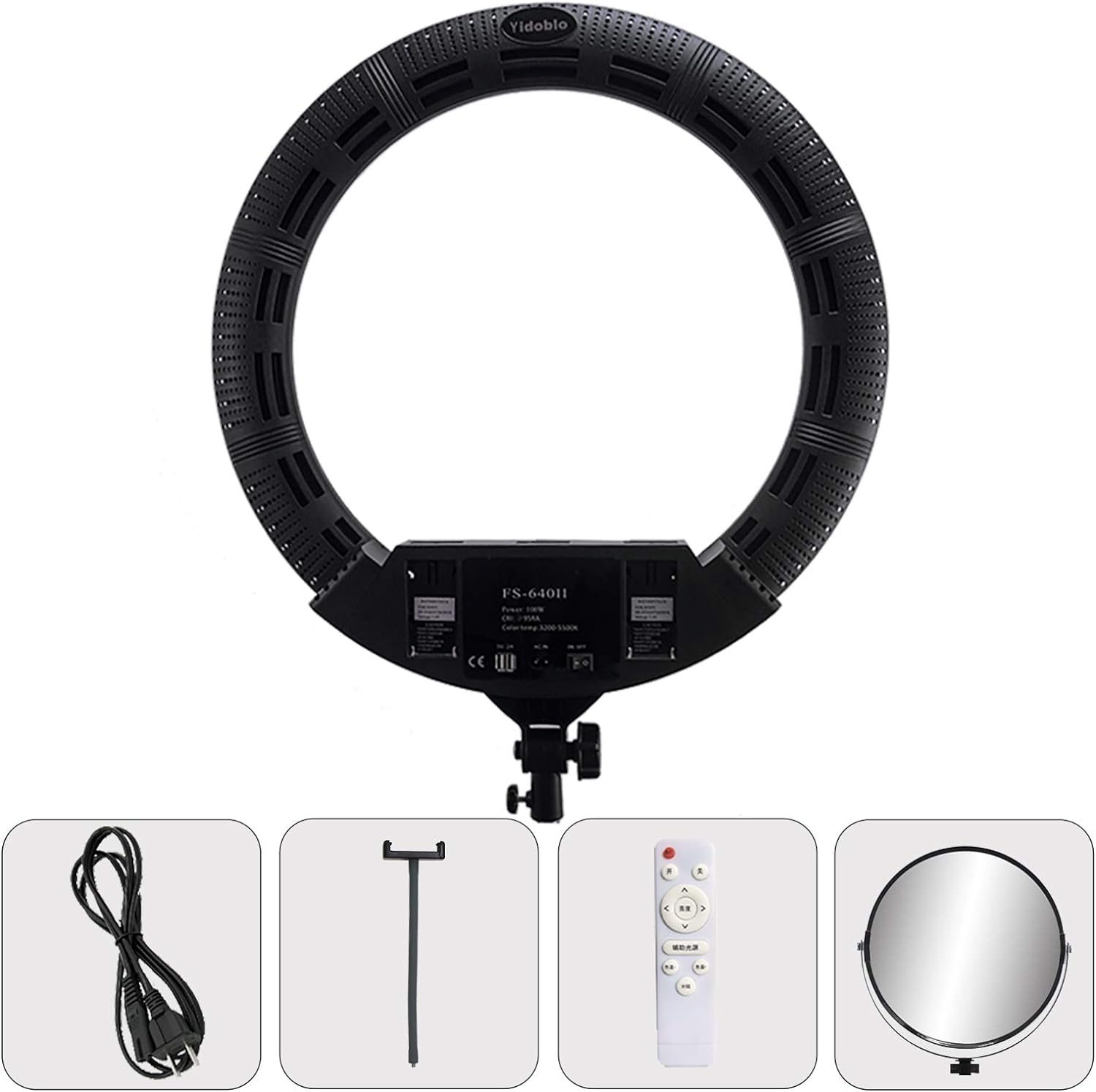 22 Zoll 100W LED-Ringlampe Licht Kits:Handtasche,Infrarot-Fernbedienung und 3 Basen der Handy-Halterung,für Make-up Portrait Selfie YouTube Beleuchtung (ohne Stativ)
