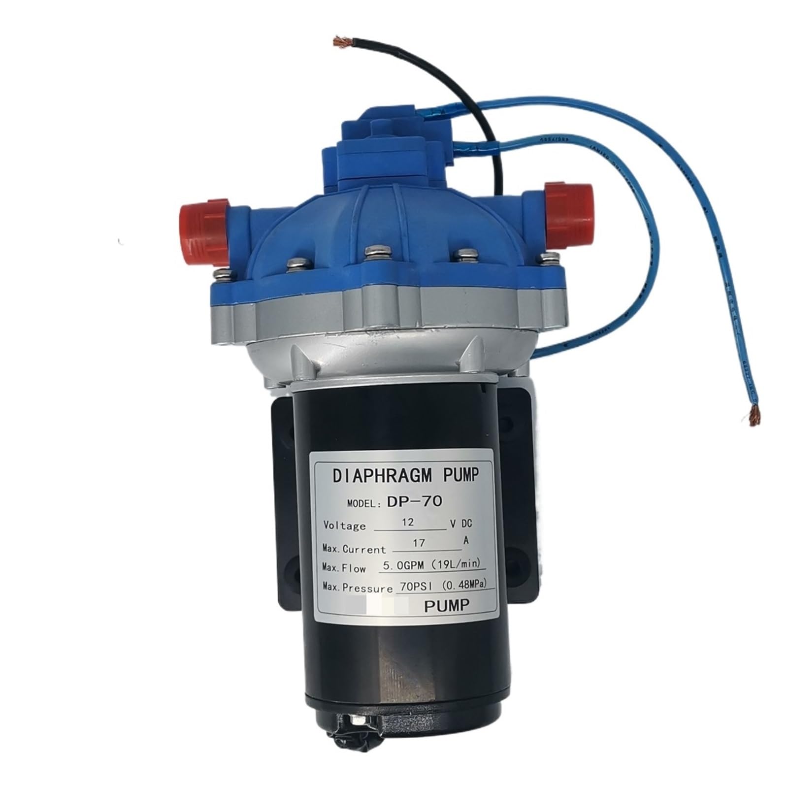 Selbstansaugende Membranpumpe DP70 DC Ectric Small 24 V 12 Volt Elektro-Yacht-Boot-Marine-Wohnmobil-Wohnwagen-Hochdruck Reibungsloser Betrieb Gleichmäßiger Durchfluss(DP125,12V NO Plug)