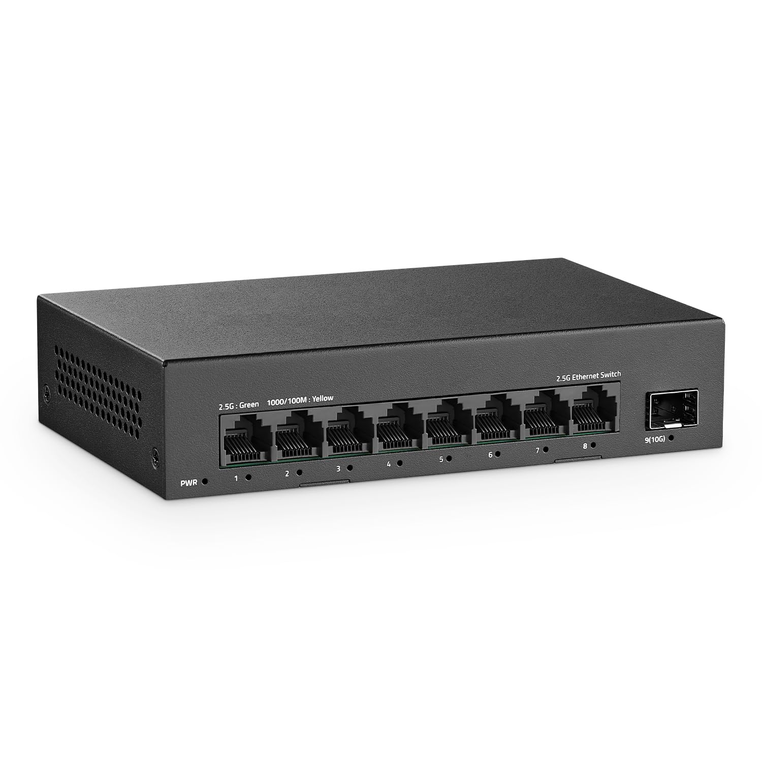Switch de 8 puertos 2.5G, 8 puertos 2.5GBASE-T con 10G SFP+, capacidad de conmutación de 60 Gbps, switch de red no administrado YuLinca Plug & Play sin ventilador