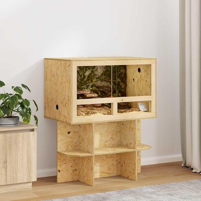 Foto 2 de 8 de vidaXL Terrario Marrón 80 x 50 x 50 cm OSB